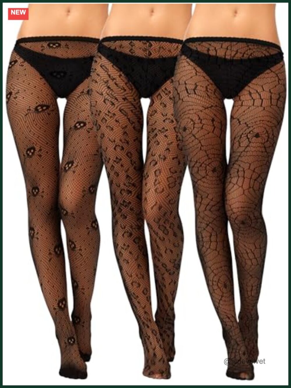 Women Fishnet Stockings Tights 3 Pairs Nylon Stretch Patterned Leggings